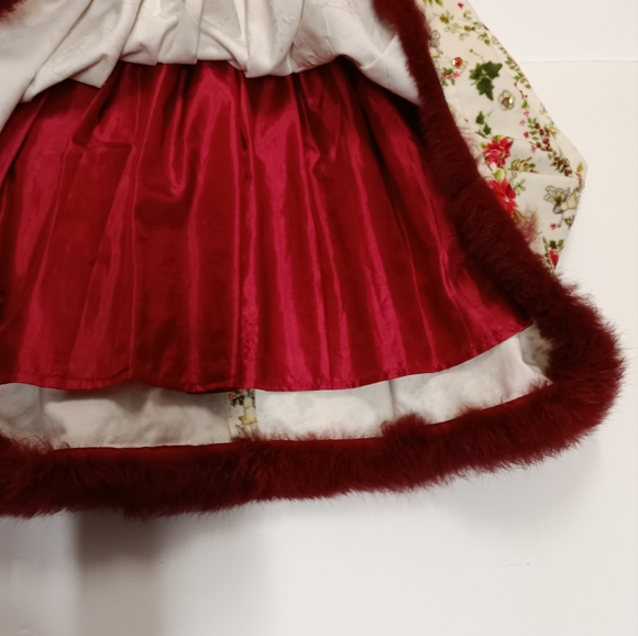 Trish Scully Child Velvet Dress with Red Fur, Sequin & Bead Trim 24 Months - Picture 9 of 15